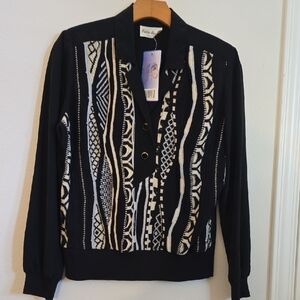 Patterned Black and White Women's Top
